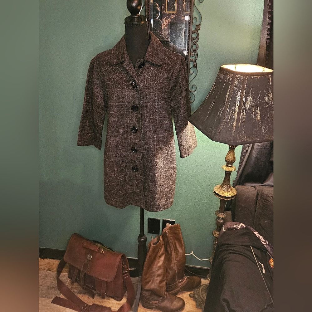 Ambition swing coat. Brown tweed. Size Medium